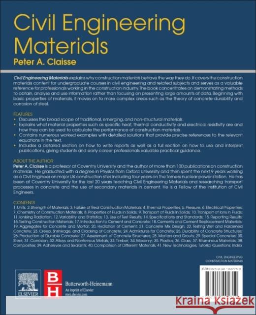 Civil Engineering Materials Claisse, Peter A.   9780081002759 Elsevier Science