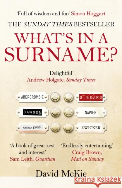 What's in a Surname? : A Journey from Abercrombie to Zwicker David McKie 9780099558941 Random House UK