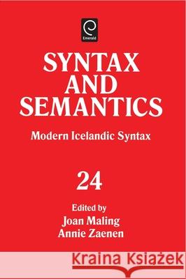 Modern Icelandic Syntax Joan Maling Stephen R. Anderson Annie Zaenen 9780126061055
