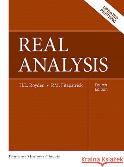 Real Analysis (Classic Version) Patrick Fitzpatrick 9780134689494