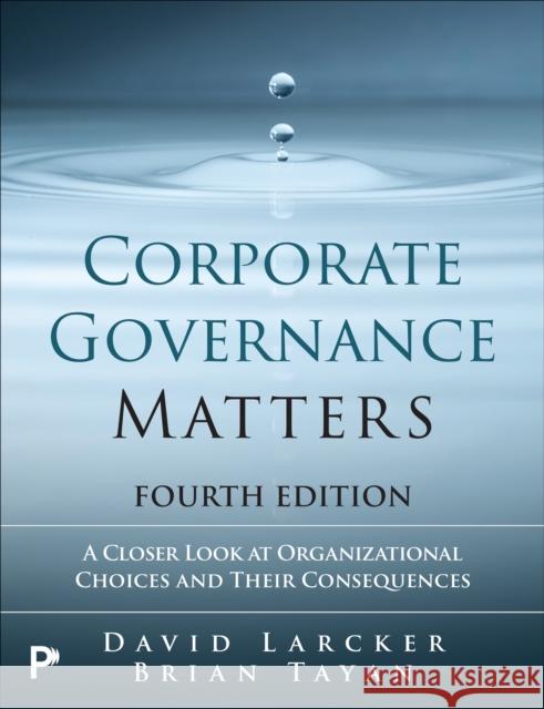 Corporate Governance Matters Brian Tayan 9780135463109 FT Press