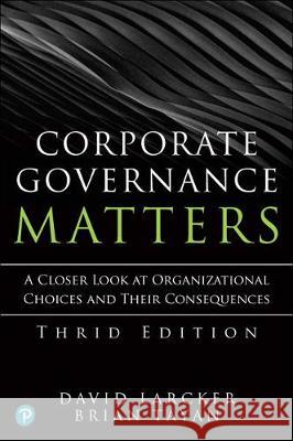 Corporate Governance Matters David Larcker Brian Tayan 9780136660026 FT Press