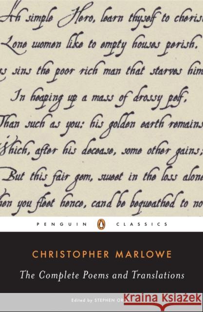 Complete Poems and Translations Christopher Marlowe 9780143104957 Penguin Books