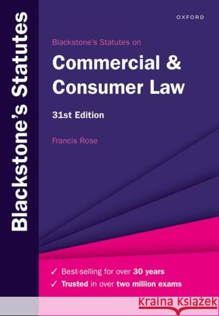 Blackstone's Statutes on Commercial & Consumer Law Rose 9780192858566 Oxford University Press