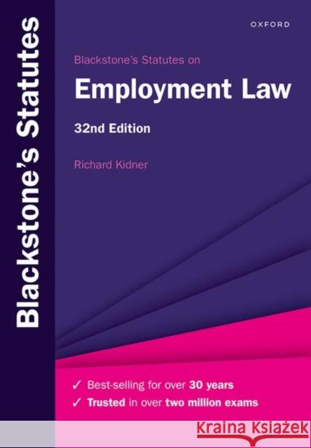 Blackstone's Statutes on Employment Law Richard (Emeritus Professor of Law, Aberystwyth University, Emeritus Professor of Law, Aberystwyth University, Aberystwy 9780192858603 OUP Oxford