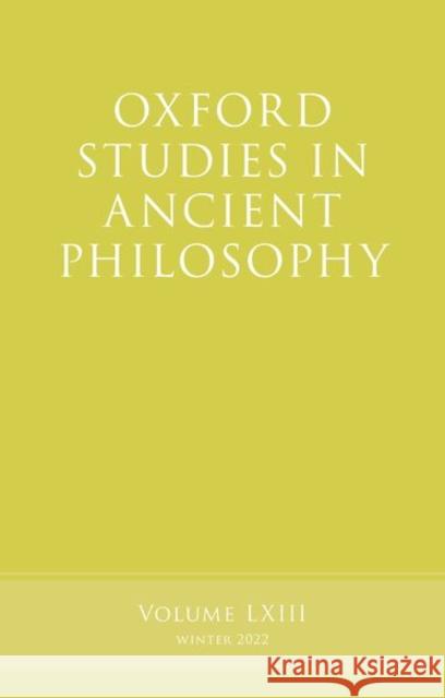 Oxford Studies in Ancient Philosophy Kamtekar, Rachana 9780192885197 Oxford University Press