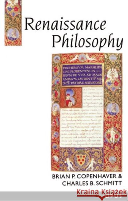 Renaissance Philosophy Brian P Copenhaver 9780192891846 0
