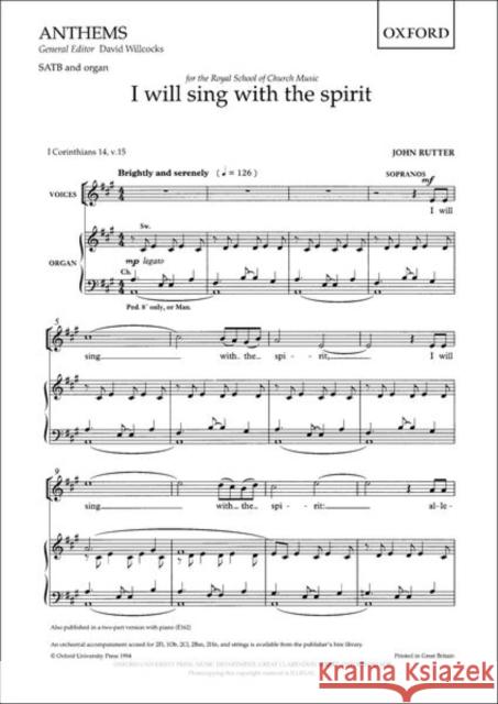 I will sing with the spirit  9780193504769 Oxford University Press