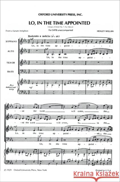 Lo, in the time appointed  9780193851788 Oxford University Press