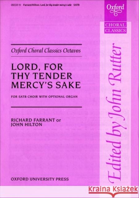 Lord, for thy tender mercy's sake  9780193852976 Oxford University Press