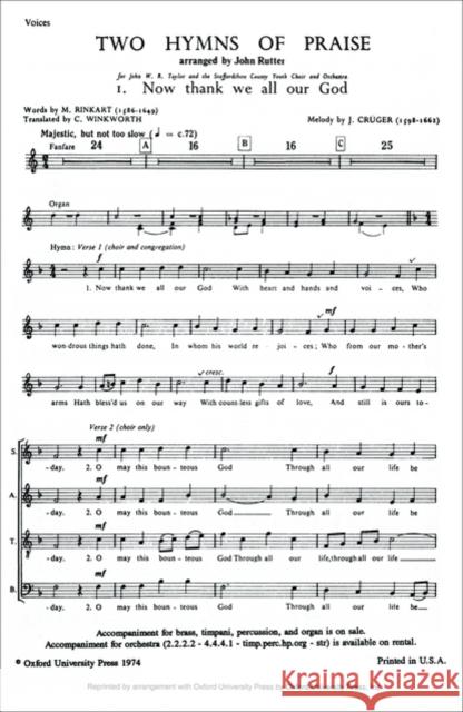 Now thank we all our God : No. 1 of Two Hymns of Praise John Rutter   9780193853607 Oxford University Press