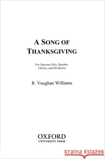 A Song of Thanksgiving  9780193870871 Oxford University Press Inc