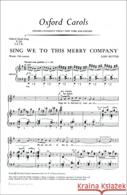 Sing we to this merry company  9780193870970 Oxford University Press