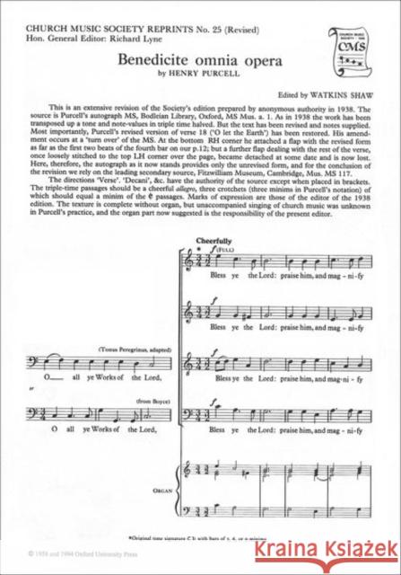 Benedicite omnia opera  9780193952874 Oxford University Press