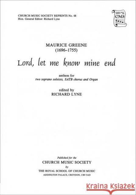 Lord, let me know mine end  9780193953321 Oxford University Press