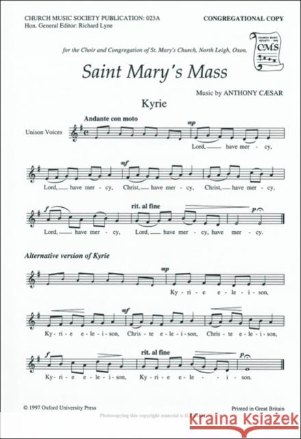 St Mary's Mass Anthony Caesar   9780193953635 Oxford University Press