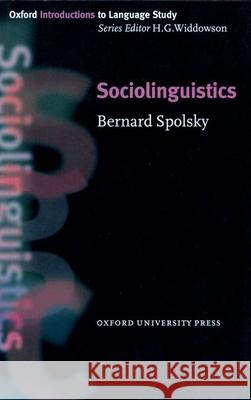 Sociolinguistics Bernard Spolsky 9780194372114