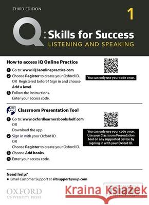 Q: Skills for Success: Level 1: Listening and Speaking Teacher's Access Card Jaimie Scanlon   9780194905190 Oxford University Press
