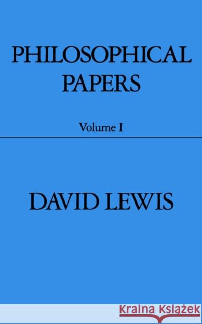 Philosophical Papers Lewis, David 9780195032048 0