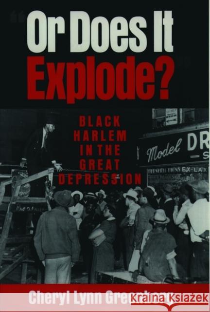 Or Does It Explode?: Black Harlem in the Great Depression Greenberg, Cheryl 9780195115840 Oxford University Press