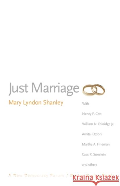 Just Marriage Mary Lyndon Shanley 9780195176261 Oxford University Press