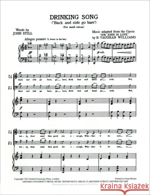 Drinking Song  9780195366044 Oxford University Press