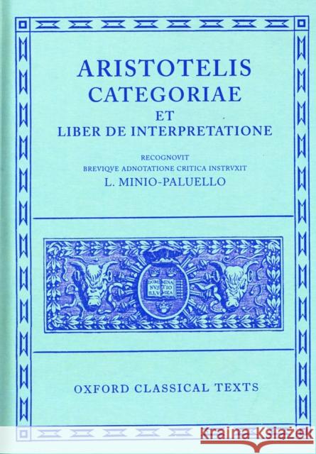 Categoriae Et Liber de Interpretatione Aristotle 9780198145073 Oxford University Press