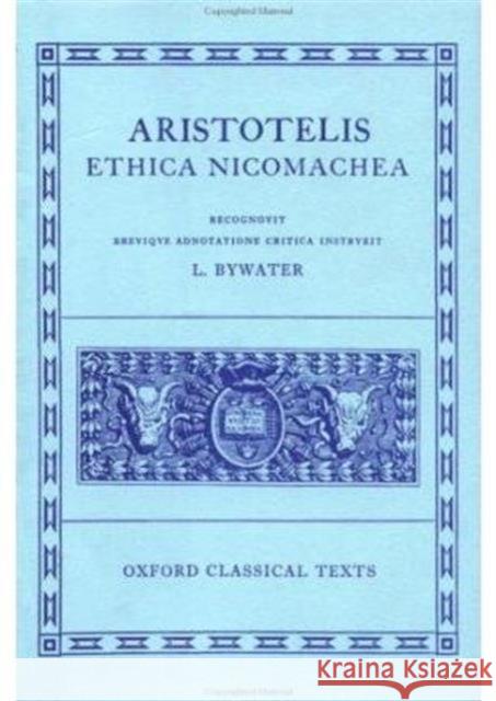Ethica Nicomachea Aristotle 9780198145110