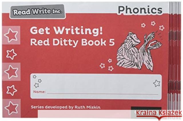 Read Write Inc. Phonics: Get Writing! Red Ditty Book 5 Pack of 10 Ruth Miskin Tim Archbold  9780198414315