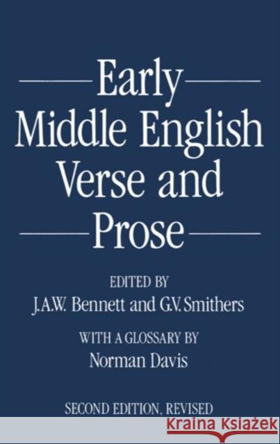 Early Middle English Verse and Prose Bennett, J. A. W. 9780198711018 OXFORD UNIVERSITY PRESS