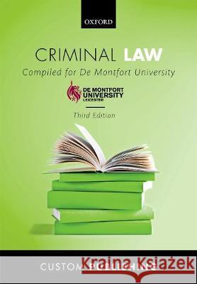 Criminal Law De Montfort University  9780198834731 Oxford University Press