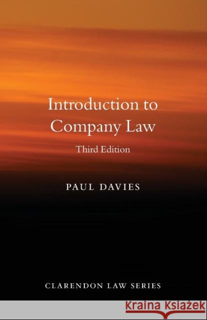 Introduction to Company Law Paul Davies (Senior research fellow, Sen   9780198854920 Oxford University Press