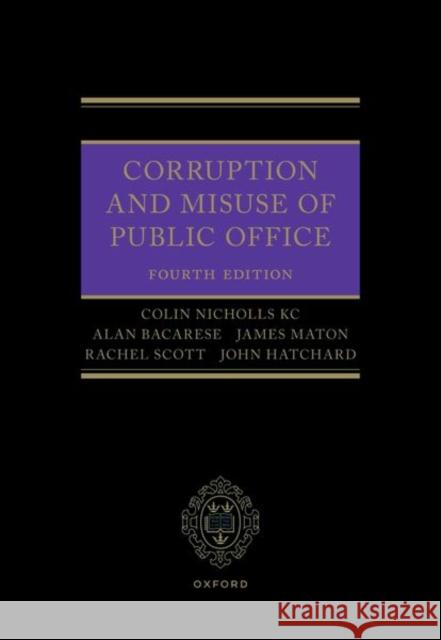 Corruption and Misuse of Public Office John Hatchard 9780198907329 Oxford University Press