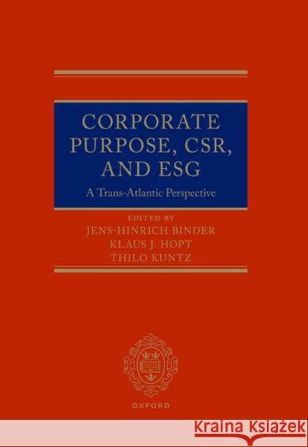Corporate Purpose, CSR, and ESG  9780198912576 Oxford University Press