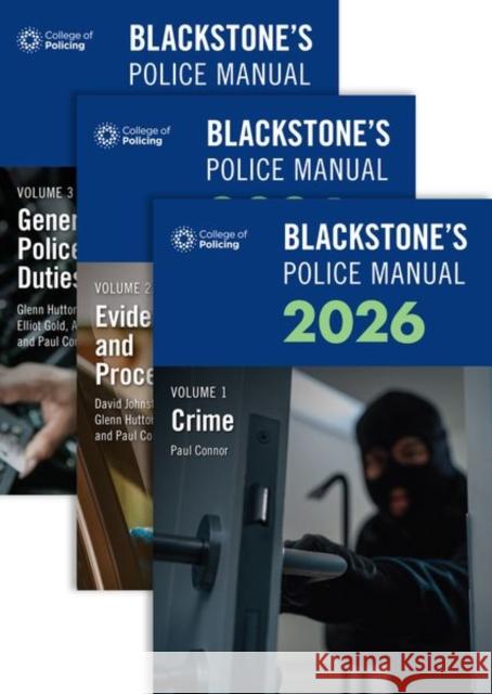 Blackstone's Police Manuals 2026 Three Volume Set Connor, Paul 9780198974321