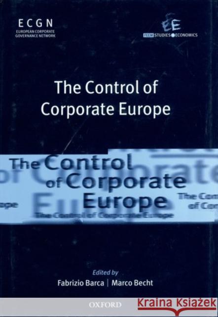 The Control of Corporate Europe Fabrizio Barca Marco Becht 9780199247424 Oxford University Press