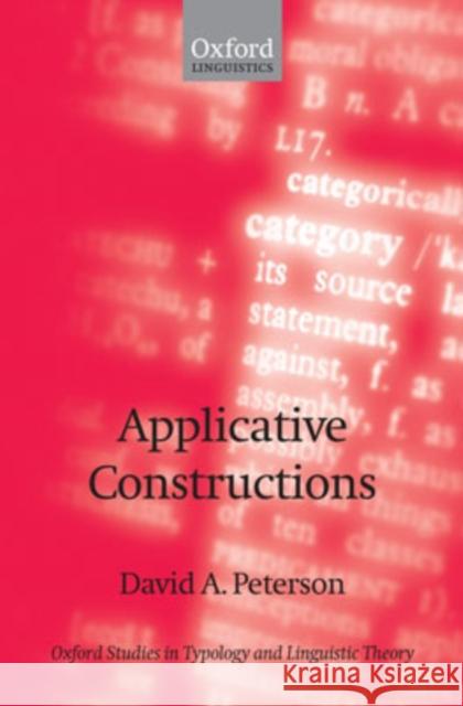 Applicative Constructions David A. Peterson 9780199270927 Oxford University Press, USA