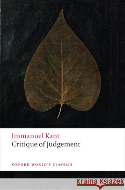 Critique of Judgement Immanuel Kant 9780199552467 Oxford University Press