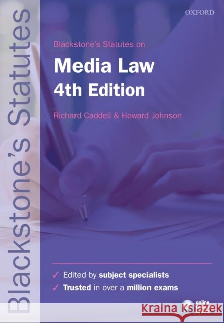 Blackstone's Statutes on Media Law Howard Caddell 9780199656332 0