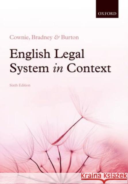 English Legal System in Context Cownie, Fiona 9780199656561
