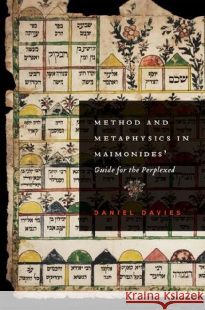 Method and Metaphysics in Maimonides' Guide for the Perplexed  9780199768738 Oxford University Press Inc