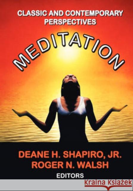 Meditation: Classic and Contemporary Perspectives Shapiro, Jr. 9780202362441 Aldine