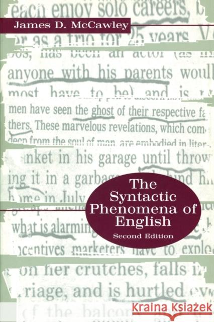 The Syntactic Phenomena of English James D. McCawley 9780226556291 University of Chicago Press