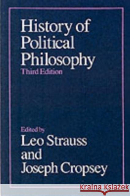 History of Political Philosophy Leo Strauss Joseph Cropsey 9780226777108 University of Chicago Press