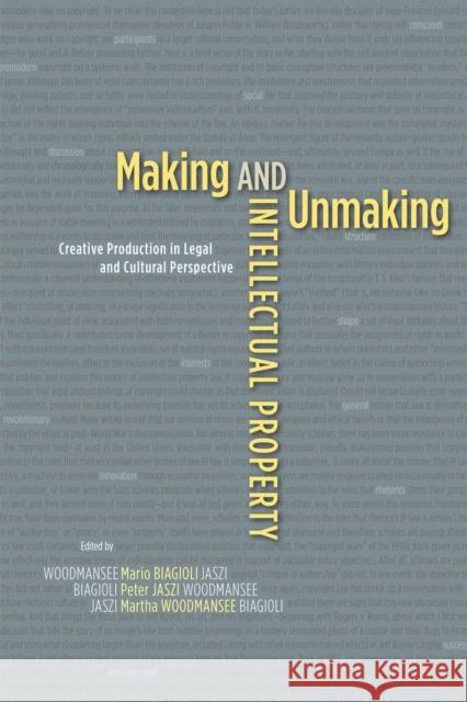 Making and Unmaking Intellectual Property: Creative Production in Legal and Cultural Perspective Biagioli, Mario 9780226907093 University of Chicago Press