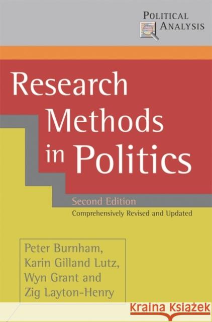 Research Methods in Politics Peter Burnham 9780230019850