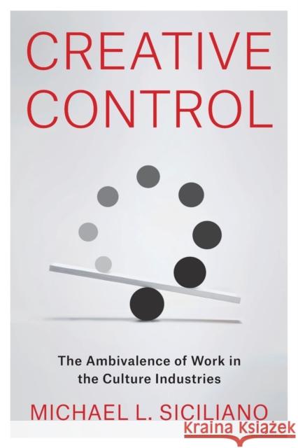 Creative Control: The Ambivalence of Work in the Culture Industries Michael L. Siciliano 9780231193818 Columbia University Press