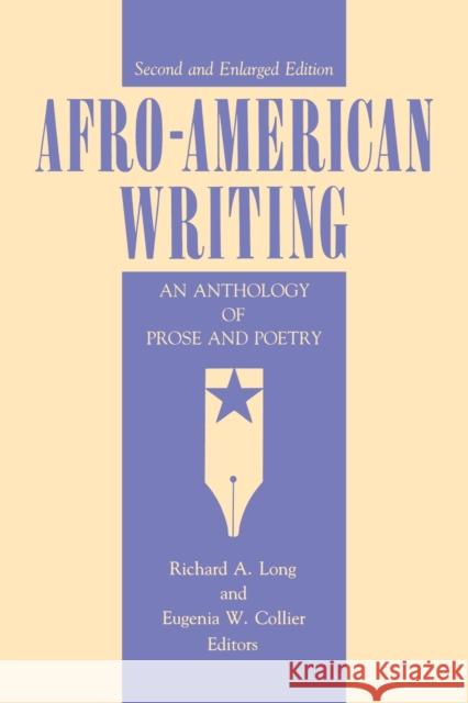 Afro-American Writing - Ppr. Long, Richard A. 9780271003764