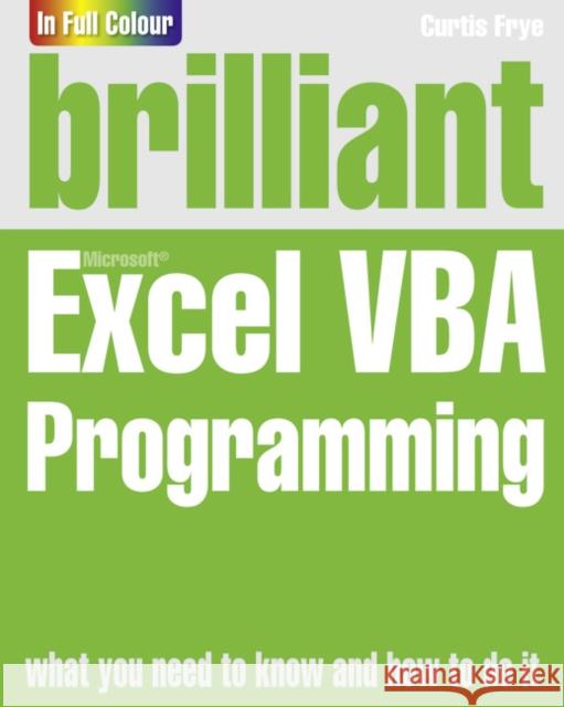 Brilliant Excel VBA Programming Ken Bluttman 9780273771975 Pearson Education Limited