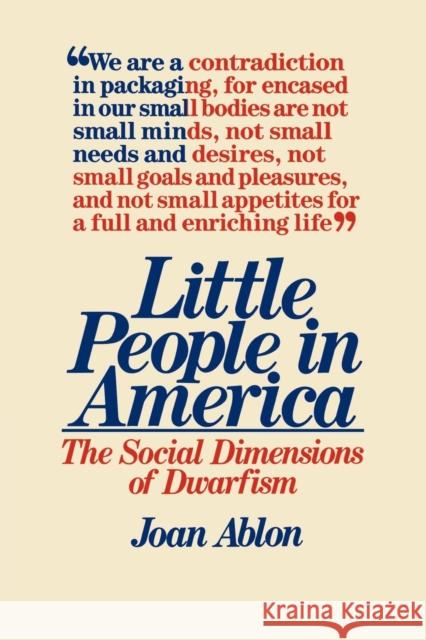 Little People in America Joan Ablon   9780275915964 Greenwood Press